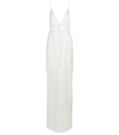 Galvan Ellipse Cutout Satin-trimmed Jersey Gown In White