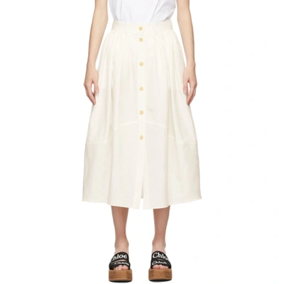 Chloé Off-white Linen Canvas Skirt