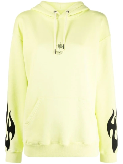 Givenchy Womens Acid Yellow Graphic-print Cotton-jersey Hoody Xs