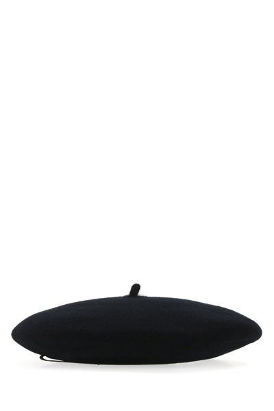 Borsalino Felted Wool Beret Hat In Nero