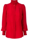 Isabel Marant Sloan Ruffled High-neck Blouse In Red
