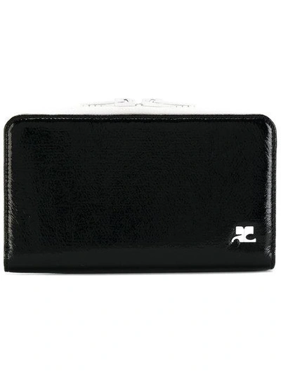 Courrèges Logo Plaque Zip Wallet In Black