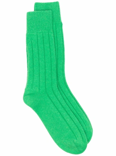 Bottega Veneta Ribbed-knit Cashmere Socks In Green