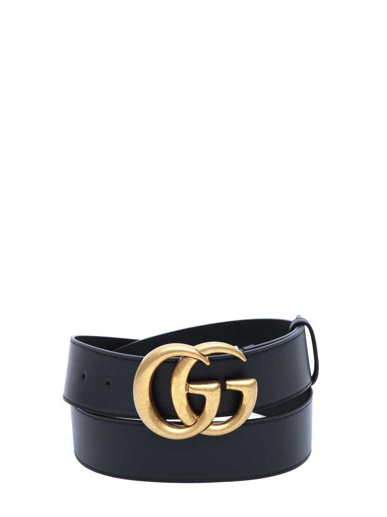 Gucci Gg Marmont Leather Belt In Nero 