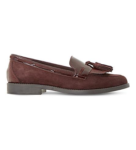 Dune Goodness Suede And Patent Leather Loafers In Burgundy-Leather ...