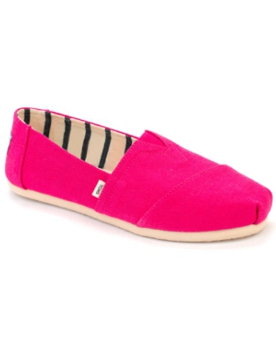 Toms Women's Alpargata Heritage Slip On Flats Women's Shoes In Bright Pink