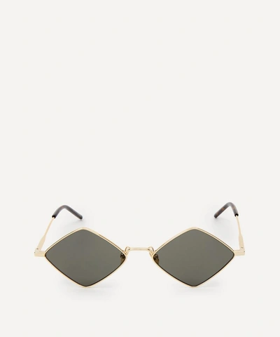 Saint Laurent Lisa Diamond-shaped Metal Sunglasses In Gold