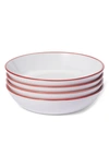 Leeway Home Set Of 4 Signature Dish Shallow Bowls In Red Stripes