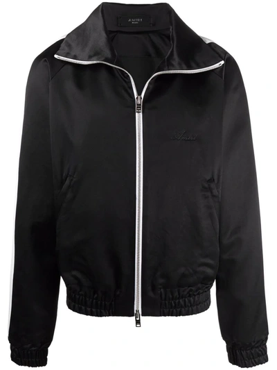 Amiri Logo Cotton And Viscose Zip Track Jacket In Black