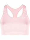 Nike Swoosh Dri-fit Racerback Sports Bra In Pink Glaze/white
