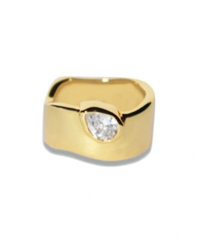Ben Oni 18k Gold Plated Cubic Zirconia Wide Band Ring