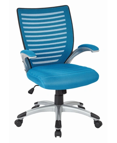 Osp Home Furnishings Mesh Seat And Screen Back Managers Chair In Blue