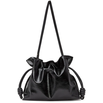 Loewe Black Patent Flamenco Clutch Bag In 1100 Black