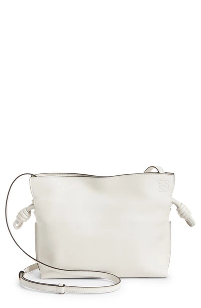 Loewe Mini Flamenco Leather Clutch In Soft White