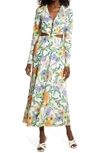 Afrm Assi Floral Cutout Detail Long Sleeve Knit Dress In Vintage Floral