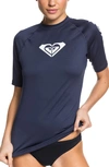 Roxy Whole Hearted Short Sleeve Rashguard In Mood Indigo