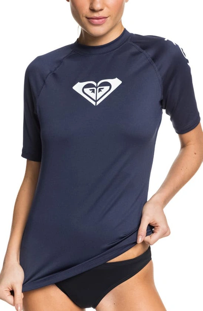 Roxy Whole Hearted Short Sleeve Rashguard In Mood Indigo