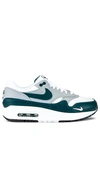 Nike Air Max 1 Lv8 In White/dark Teal Green/wolf Grey/black