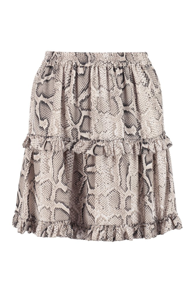 Michael Michael Kors Snakeskin-print Mini Skirt In Beige