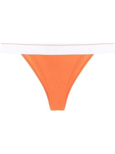 Heron Preston For Calvin Klein Contrast-trim Ribbed Thong In 橘色