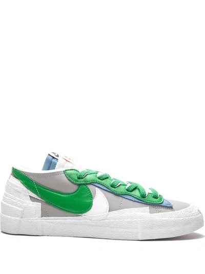 Nike Grey & Green Sacai Edition Blazer Low Sneakers In Gray