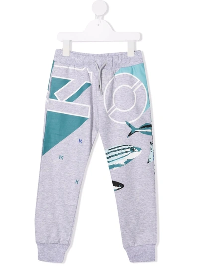 Kenzo Kids' Grey Sweatpant For Boy With Fishes