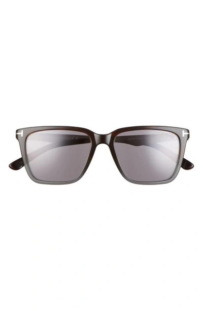 Tom Ford Garrett 54mm Square Sunglasses In Havana Grey/ Palladium/ Silver