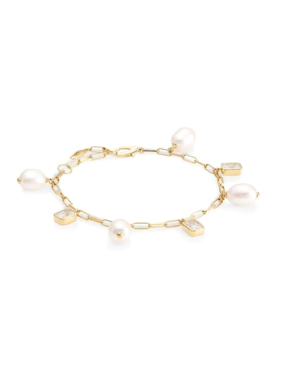 Adriana Orsini Women's Alexandria 18k Yellow Goldplated Sterling Silver, 7.5-8mm White Rice Freshwater Pearl & Cubi