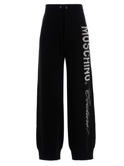 Moschino Womens Black Logo-embellished Wool Jogging Bottoms 6