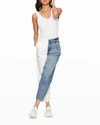 Blue Revival Happy Hour Color Blocked Ankle Jeans In Angel Falls/white In Angel Falls White