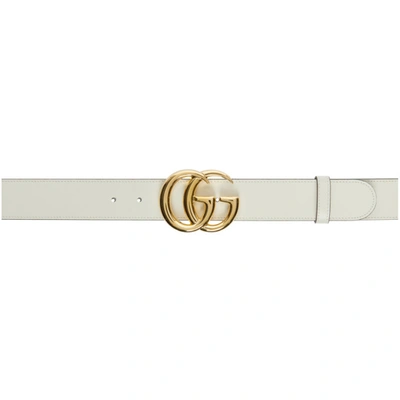 Gucci White Gg Marmont Belt In 9022 White