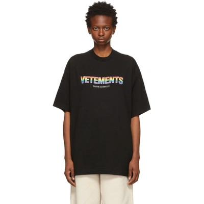 Vetements Black 'think Globally' Logo T-shirt | ModeSens