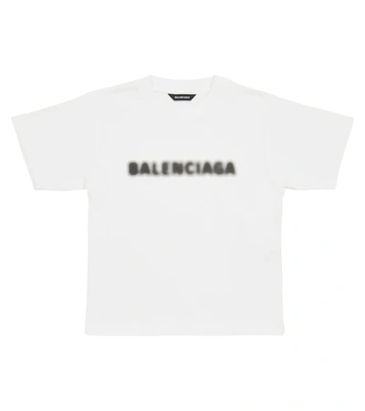 Balenciaga White T-shirt For Kids With Black Logo