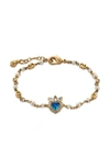 Gucci Womens Yellow Gold Heart Gold-tone Brass And Crystal Bracelet S In Undefined