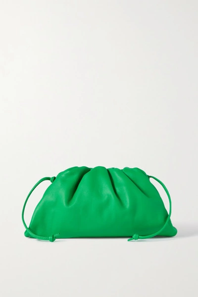 Bottega Veneta The Pouch Small Gathered Leather Clutch In Green