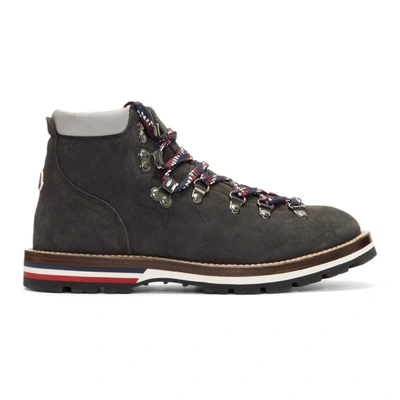 Moncler Black Glittered Suede Blanche Hiking Boots In Dark Grey