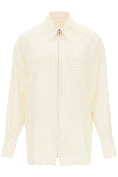 Givenchy 4g Jacquard Silk Shirt In Beige,white