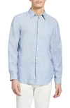 Theory Men's Irving Summer Linen Sport Shirt In Misty Blue
