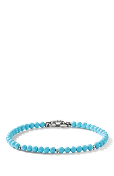 David Yurman Spiritual Beads Sterling Silver & Gemstone Beaded Bracelet In Turquoise