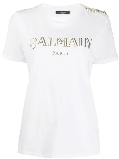 Balmain Metallic Logo T-shirt In White