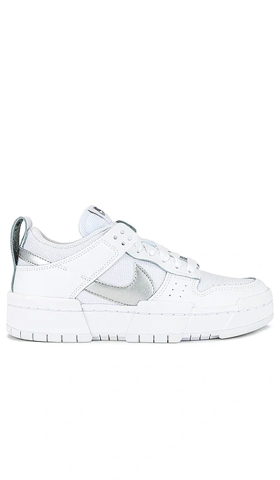 Nike Dunk Low Disrupt Women's Shoes In White,metallic Silver-black