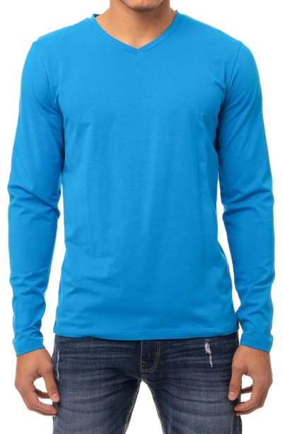 X-ray V-neck Long Sleeve T-shirt In Ocean Blue