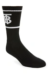 Burberry Monogram Stripe Crew Socks In Black