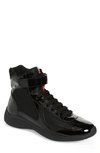 Prada Men's America's Cup Patent Leather High-top Sneakers In Royalarge