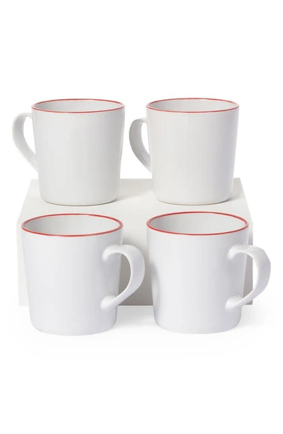 Leeway Home Set Of 4 Mugs In Red Stripes