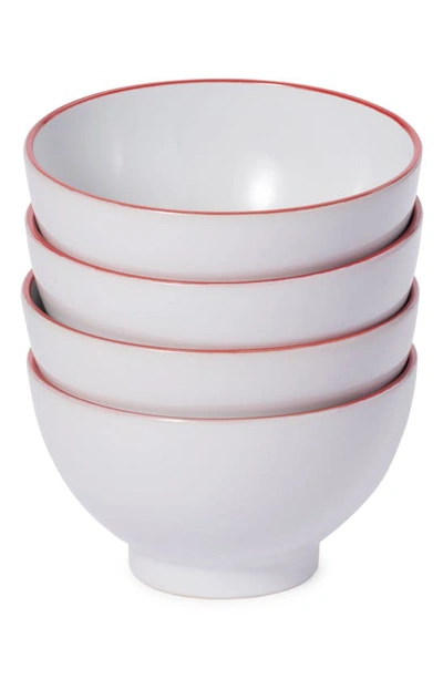 Leeway Home Set Of 4 Bowls In Red Stripes