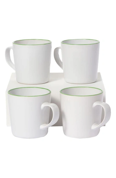 Leeway Home Set Of 4 Mugs In Green Stripes