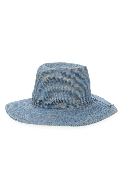 Helen Kaminski Desmonda Packable Raffia Fedora In Cornflower