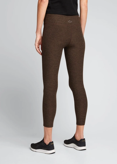 Beyond Yoga Out Of Pocket Space Dye High-waist Mid Leggings In Chocolate Chip Es