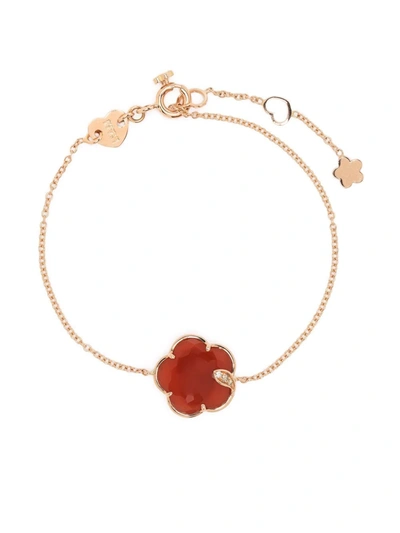 Pasquale Bruni Petit Joli 18k Rose Gold, Carnelian, & Diamond Flower Charm Bracelet In Red/ Rose Gold